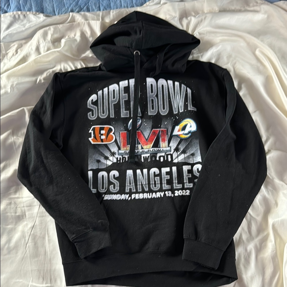 Black Super Bowl Pullover Hoodie with Roman Numerals